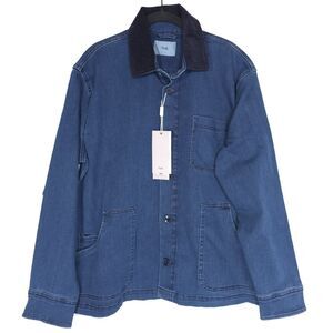 FOLK New Nelson Mid Denim Shirt Jacket LARGE Corduroy Collar Workwear Blue Men's